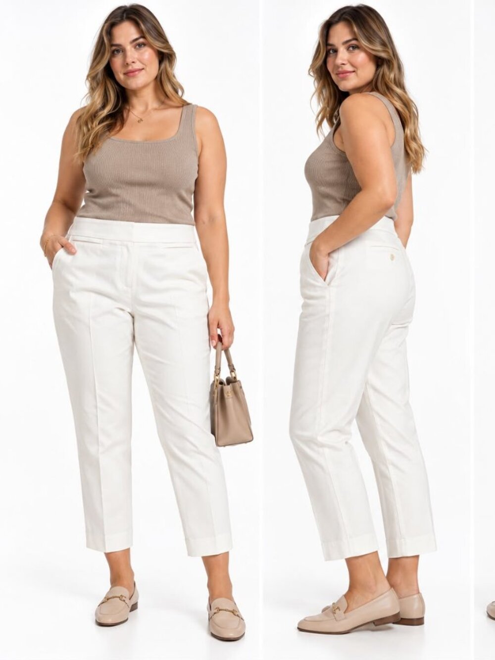 Talbots Chatham Petite White Cropped Pants Size 16P Stretch